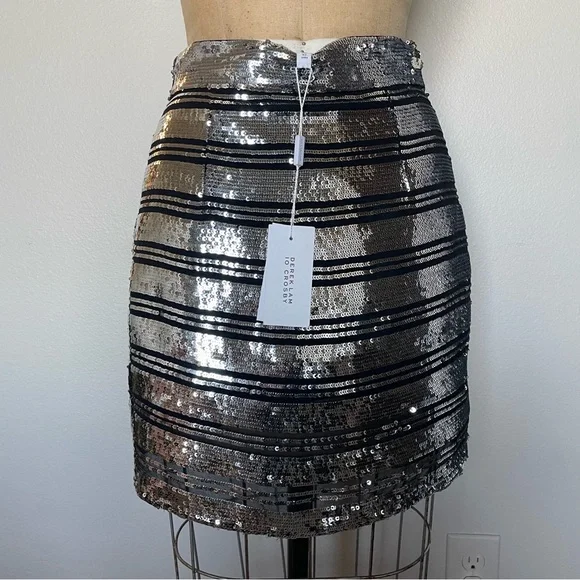 Silver Sequin Silk Derek Lam Mini Skirt